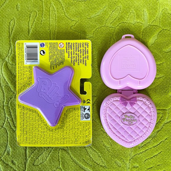 Mattel Polly Pocket Sparkle Stars 2003 NEW Bluebird Pink Heart Compact 1994 VTG - Picture 6 of 11